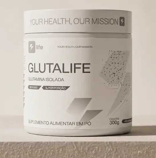 Pote de Glutalife sobre uma pedra clara