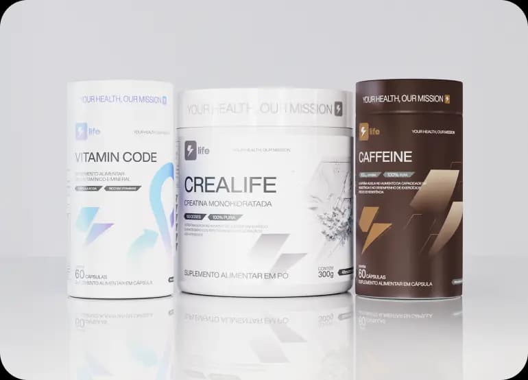Frascos de Vitamin Code, Crealife e Caffeine