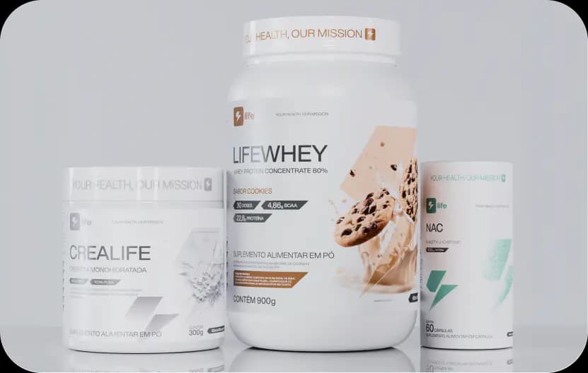 Potes de Crealife, Lifewhey e NAC lado a lado