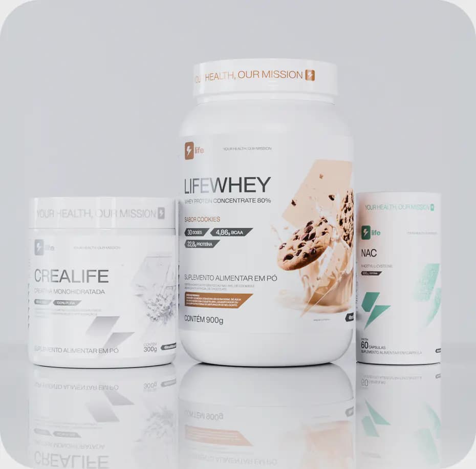 Potes de Crealife, Lifewhey e NAC lado a lado